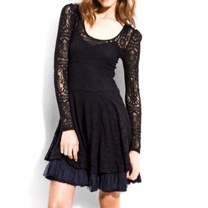FREE PEOPLE Black Lace Dress